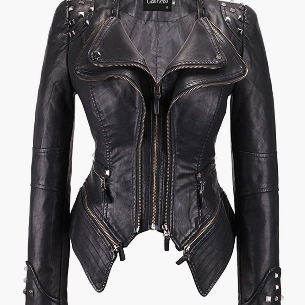 Chou Yatou Faux Leather Biker Jacker